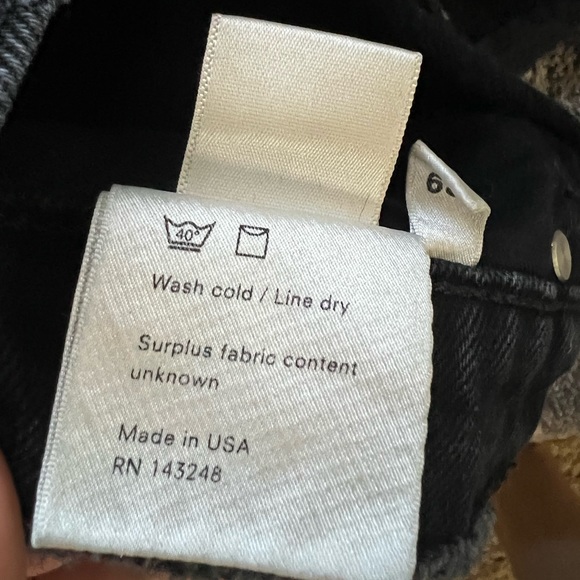 Reformation Black Button Fly High Rise Jean Short Distressed Size 29 - Picture 3 of 5